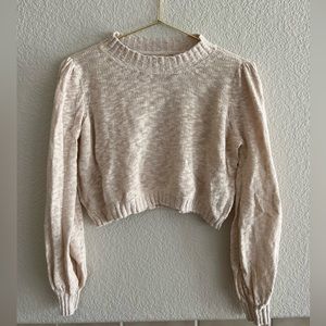 O'NEILL off-white textured knit cropped sweater